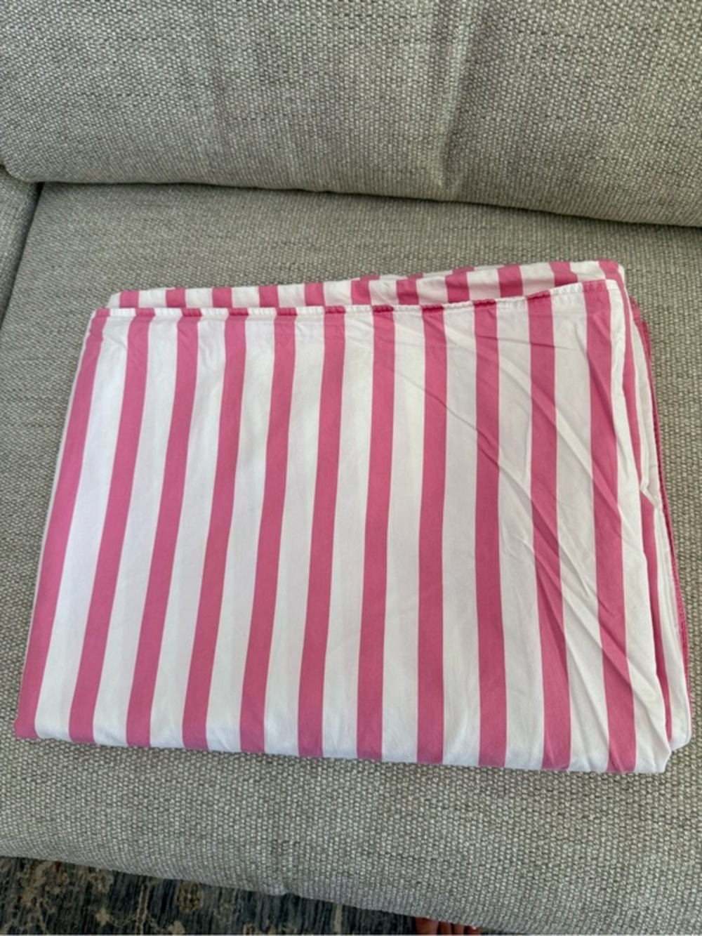 Hanna Home Pink White Stripe Twin Duvet Cover Cotton 61 x 81 As Is